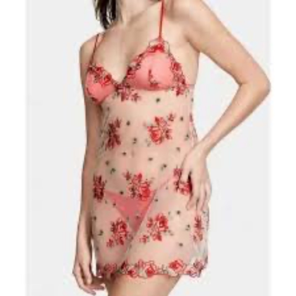 New! Victorias Secret sheer embroidered floral slip lingerie 4524 - Picture 2 of 10
